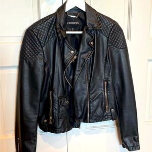 Express Faux Leather Bomber Jacket